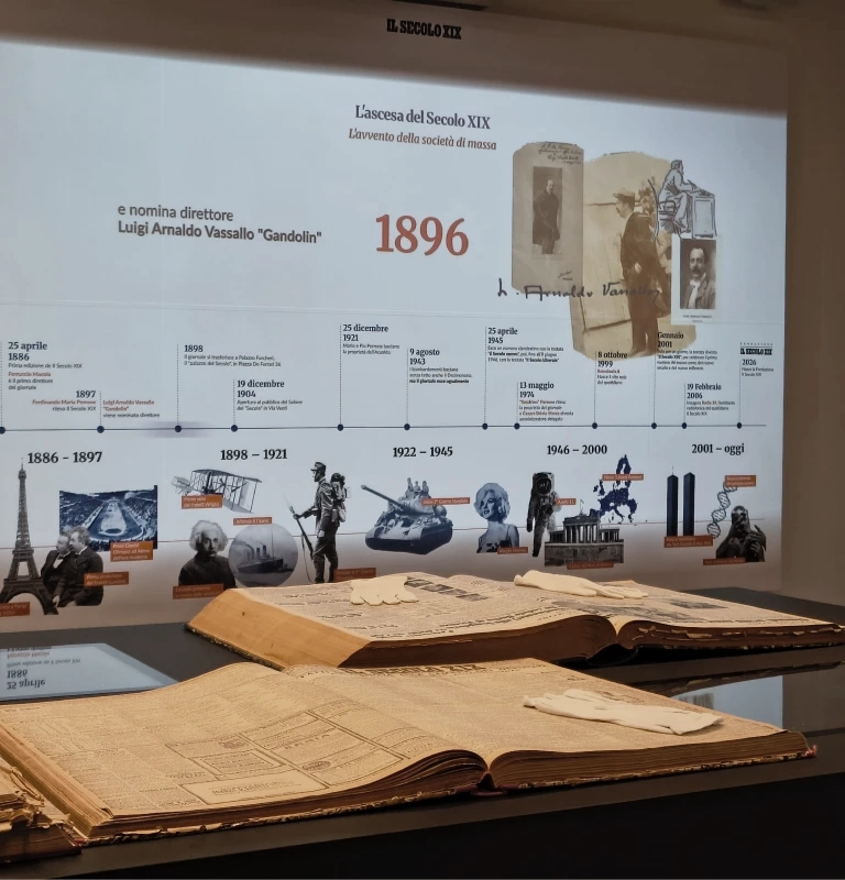 Fondazione Il Secolo XIX - Genova (GE). La timeline mette in relazione la storia del giornale con i grandi eventi internazionali.