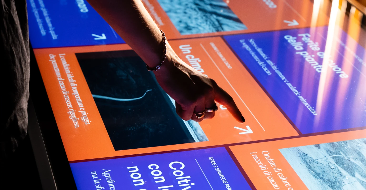 Chocolate Experience Museum - Perugia (PG). Contenuti, interfaccia e tecnologia vengono sviluppati come parti di un unico sistema.