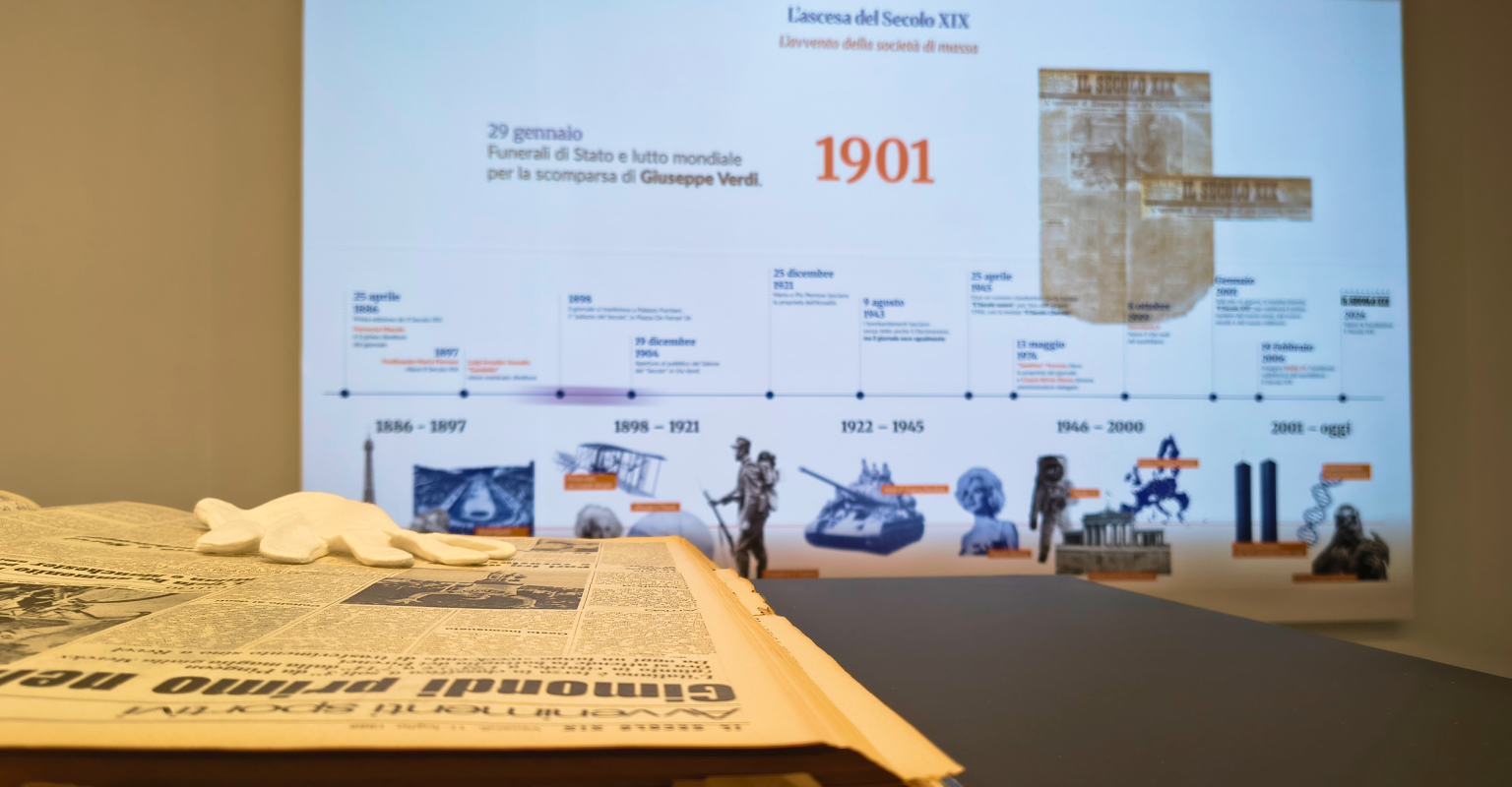 Fondazione Il Secolo XIX - Genova (GE). La timeline interattiva intreccia la storia del giornale con i grandi eventi internazionali.
